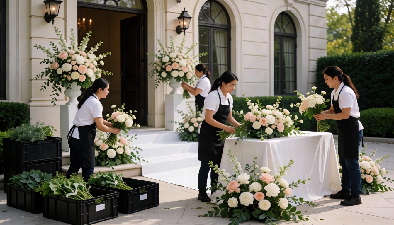 Montaje floral de ceremonia y mesas